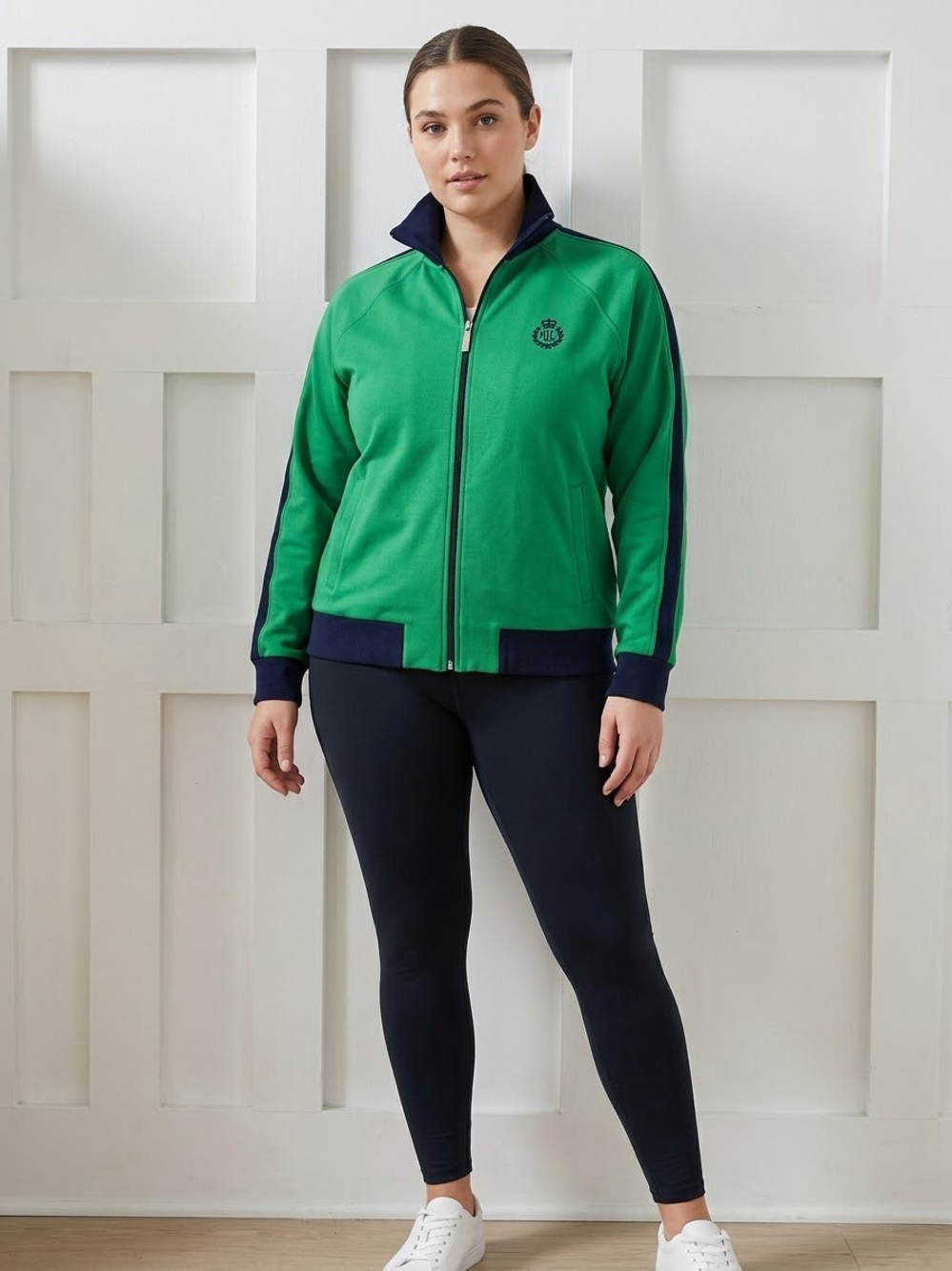 Vintage Lauren Active Ralph Lauren Green & Navy Crest Track Jacket – Women’s XL